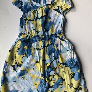 Joe Fresh Blue and Yellow Sundress with Flutter Sleeves and Scoop Neck